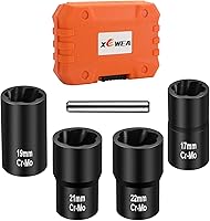 Vista 2 de XEWEA Juego de extractor de tuercas de perno, 5 piezas de 1/2 unidad de rueda rota de extracción de tuercas de llanta y extracción de tuercas