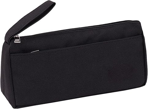 Black Pencil Case, Large Capacity Pencil Case Pouch with 2 Compartments, Stationery Pouch for Office Supplies