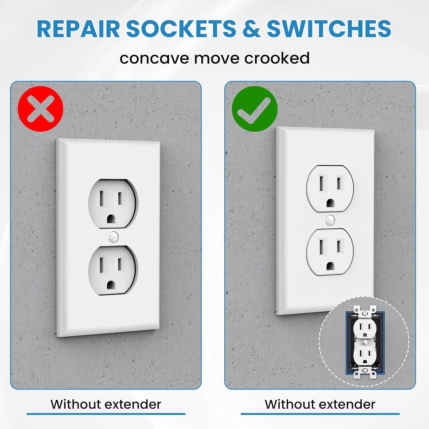 4 Pcs 1/2" Single Gang Receptacle Outlet Box Extenders, Blue Junction Box Extender, Electric Outlet Extender Box with Mounting Screws for Electric Box and Electric Outlet Switches