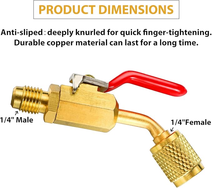 Kit de 6 Piezas: Válvulas de Bola y Adaptadores para Refrigerante AC/HVAC miniatura 3