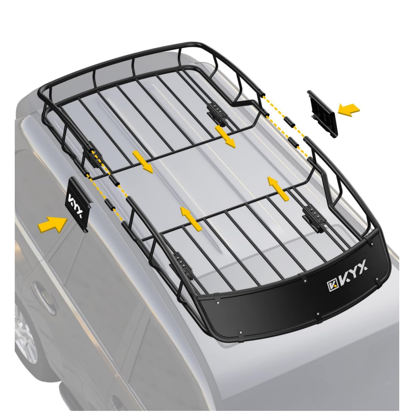 KYX Roof Rack Cargo Basket 57"x36"x 8", 200lbs Heavy Duty Car Top Luggage Holder for SUV and Pick Up Trucks Anti-Rust for Car, Truck or SUV