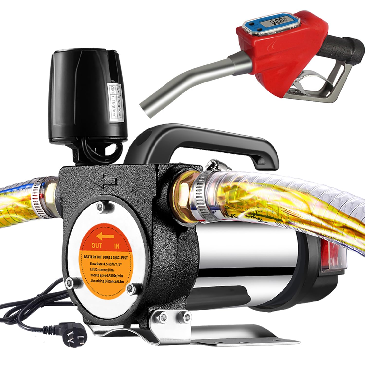 Pompa Trasferimento Carburante Automatica - Con Sensore Auto-Stop, Tubo 51 Pollici, 12V O Batterie