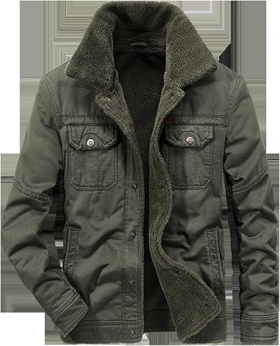 Miniatura 8 de Chaqueta de algodón para hombre, con forro polar, cálida, color sólido, casual, con broches de presión, con múltiples bolsillos