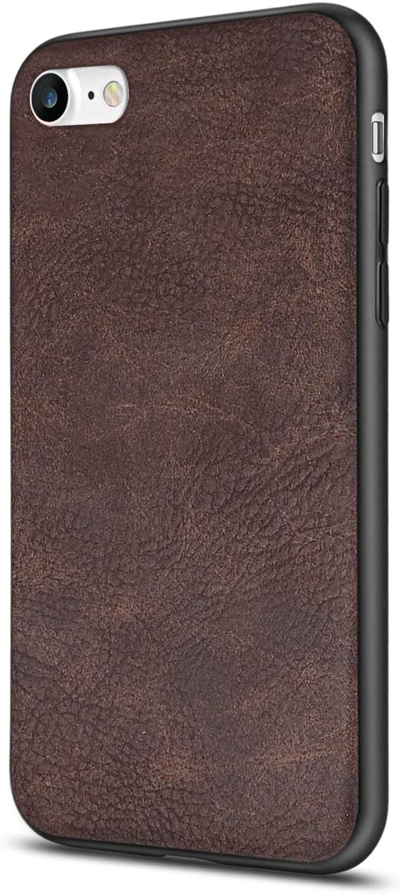 SALAWAT for iPhone SE 2020 Case, iPhone 7 Case, Slim PU Leather iPhone 8 Case Shockproof Phone Case Cover Lightweight Soft TPU Bumper Hard PC Hybrid Protective Case for iPhone SE/8/7 (Dark Brown)