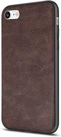 for iPhone SE 2020 Case, iPhone 7 Case, Slim PU Leather iPhone 8 Case Shockproof Phone Case Cover Lightweight Soft TPU Bumper Hard PC Hybrid Protective Case for iPhone SE/8/7 Dark Brown