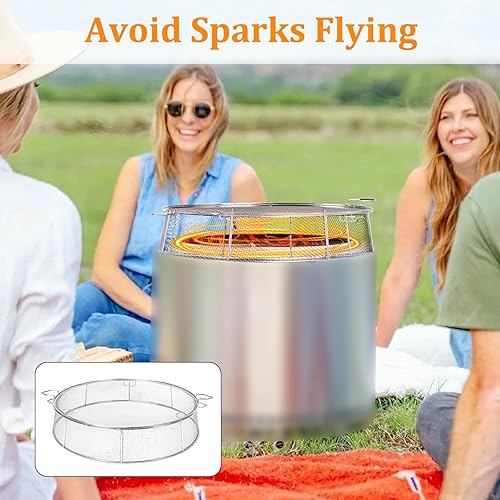 Miniatura 4 de Uniflasy Escudo de fogata y rejilla de cocción para estufa individual de 19.5 pulgadas, rejilla de cocción de acero inoxidable 304 para fogatas de