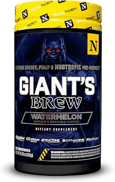 Nutrithority Giants Brew Advanced Pre Workout, Watermelon - All in One Complete Formula for Intense Workouts - Long Lasting Focus, Amplified Power & Drive, Energy, Pump, Endurance