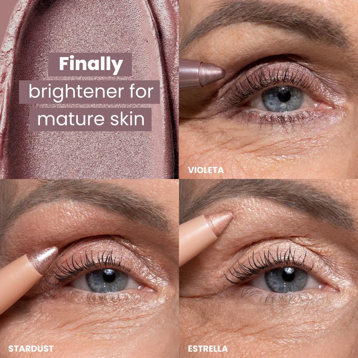 PRIME PROMETICS PrimeEyes Eye Brightener for Mature Women – Creamy Eye Shadow Sticks – Easy Application, Quick Eye Lift Effect – Hypoallergenic, Long Wear, Water-Resistant (Violeta) - Image 2