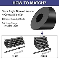 Vista 6 de BLIKA Paquete de 20 arandelas de ángulo negro de identificación de 1/4 pulgadas para barandillas de cable, arandelas biseladas de ángulo negro de 30