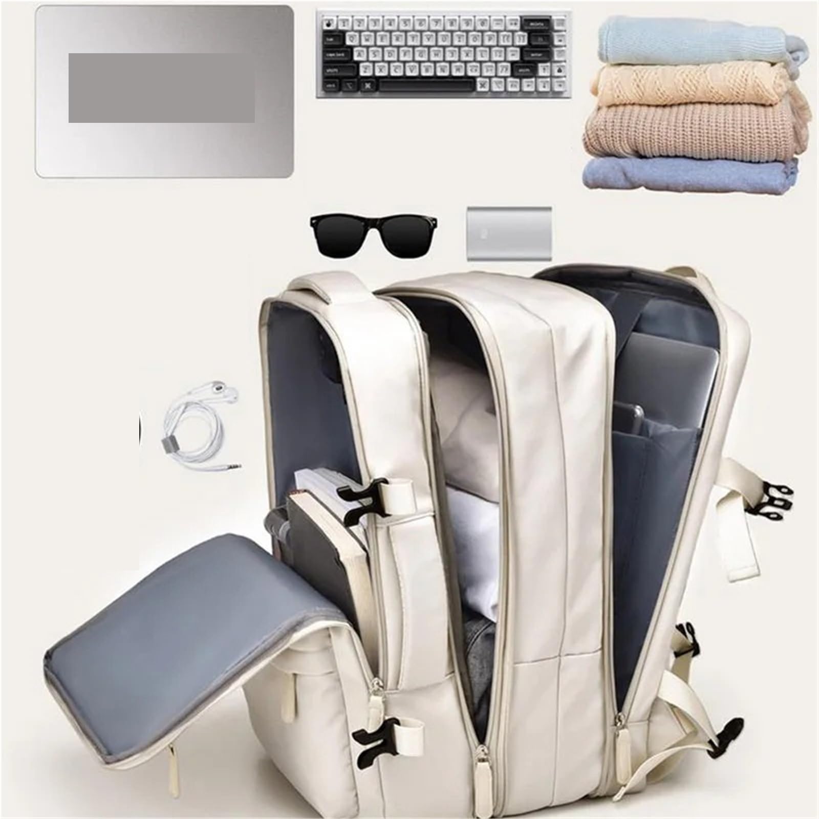 Borsa da cabina Zaino viaggio Borse impermeabili Carryon for laptop Zaini espandibili 15,6 pollici(Green)
