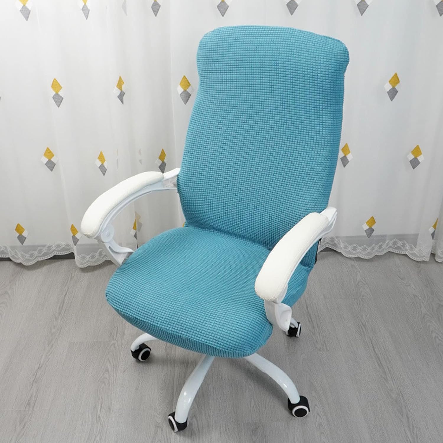 Stretch Thick Office Chair Cover Computer Chair Slipcover Universal Modern Simplism Style Office Chair Cover Jacquard Chair Protector Cover -Blue-Middle