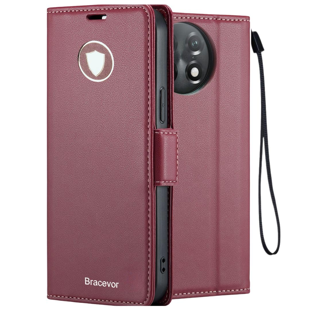 Bracevor Deluxe Leather Flip Cover case for Oneplus 11R 5G : Burgundy Red | PU Wallet Card Slots | Kickstand | 360 Degree Protection (B0D6YY39BM) Amazon Price History, Amazon Price Tracker