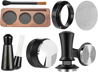 Coffee Tamper Set - Wood Stainless Steel Aluminum ABS Silicone 51mm | Coffee Press Tool | Portable Press for Cafe Bar Store Apartment Beginner Enthusiasts