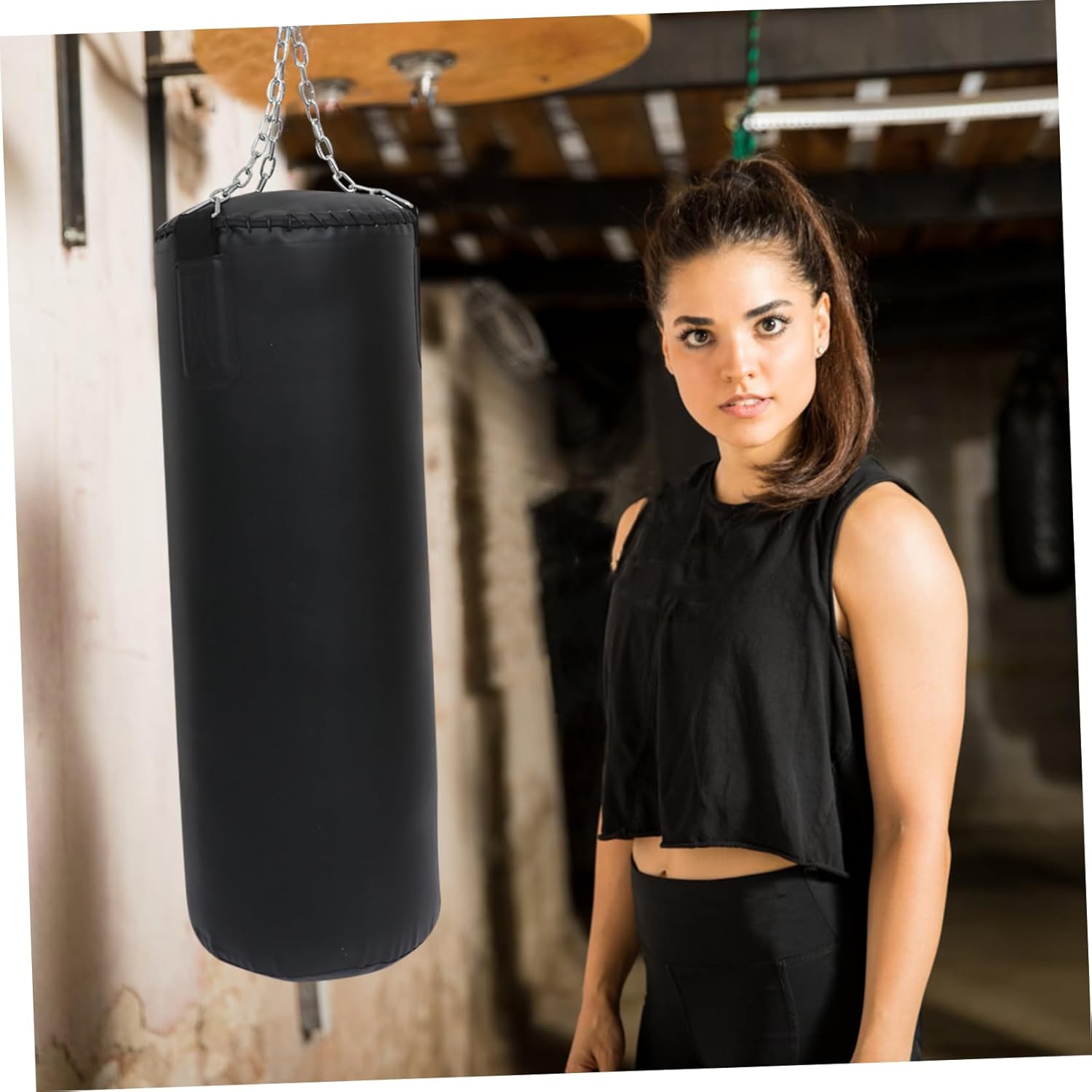 1pc Hanging Boxing Sandbag for Karate Training Pu Kick Sandbag for Fitness and Coordination for Skill Levels Black