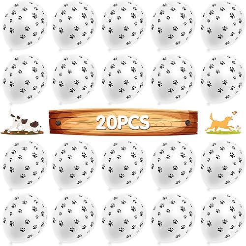 Miniatura 3 de Abeillo 20 globos de pata de perro, divertidos globos con estampado de patas, globos de látex para cumpleaños de niños, suministros de decoración de