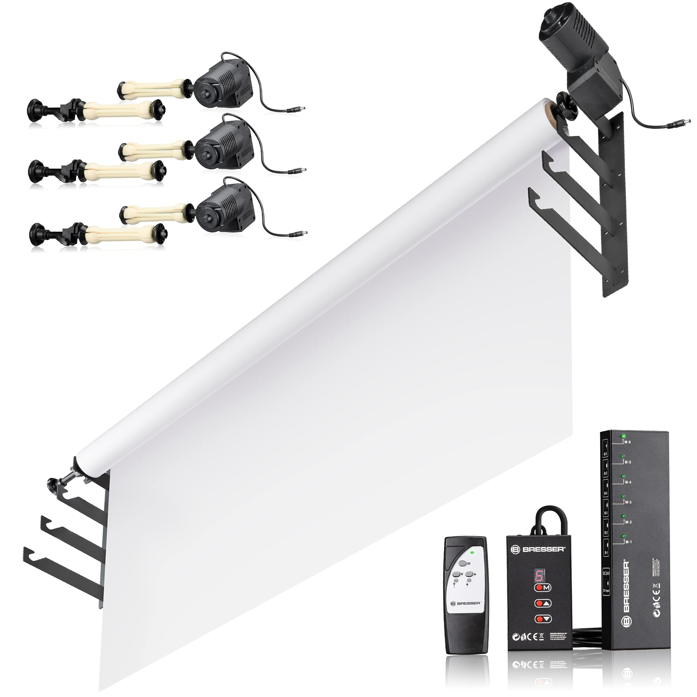 BRESSER EBS-4 Système d'arrière-Plan électrique pour 4 Rouleaux | Bresser EBS 4 système de fond électrique 4 rouleaux avec télécommande