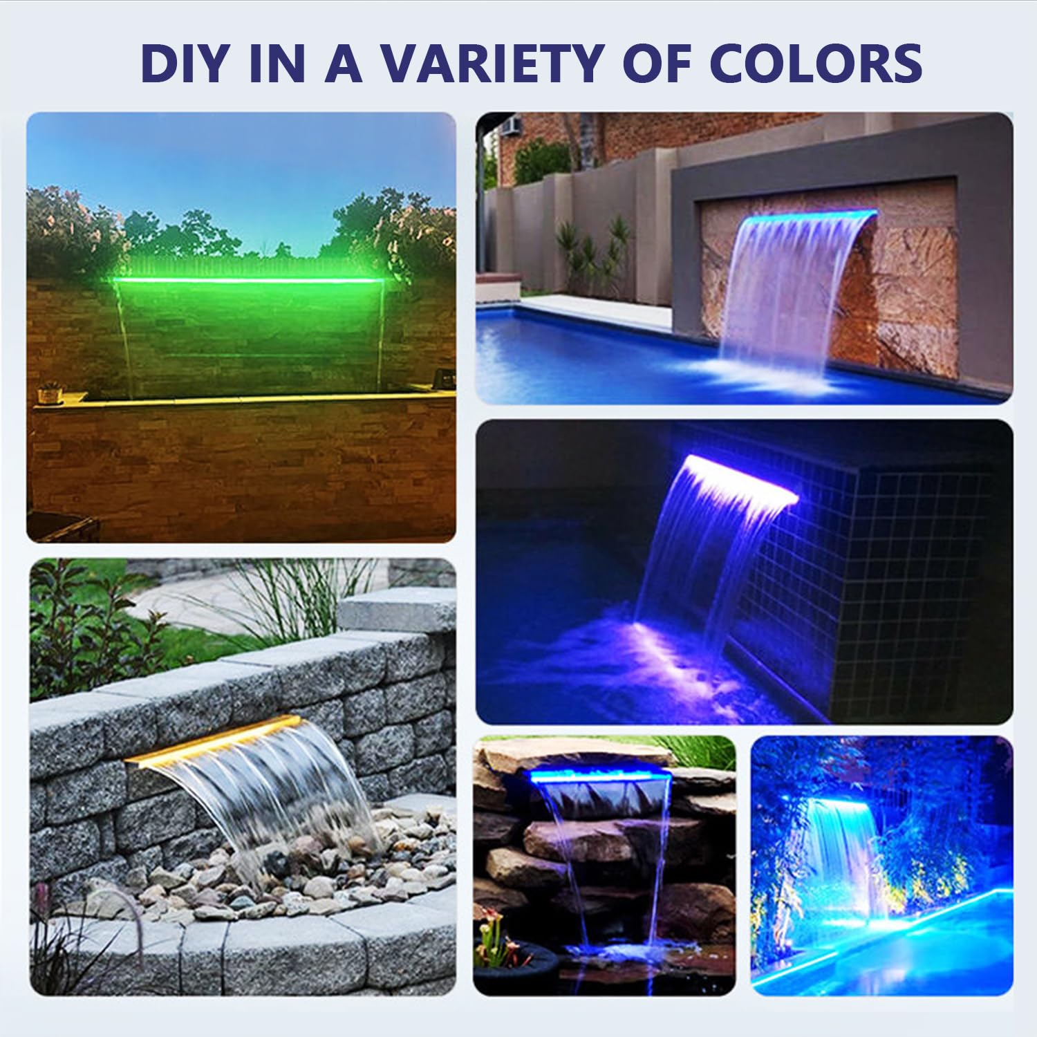 Kit Cascata Piscina Laghetto 30cm,Fontana In Acrilico,Controllabile Tramite App,Decorazione Laghetto Da Giardino Patio,Ideale Per Giardini,Cortili,Piscine,e Simili