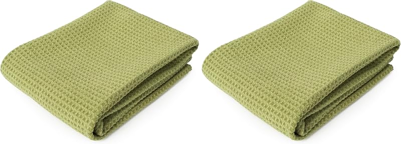 Toalha de Microfibra Waffle para Higiene e Pelagem de Cavalos ECP Equine Comfort Products 40,64 x 71,12 cm, Olive, Pacote com 2