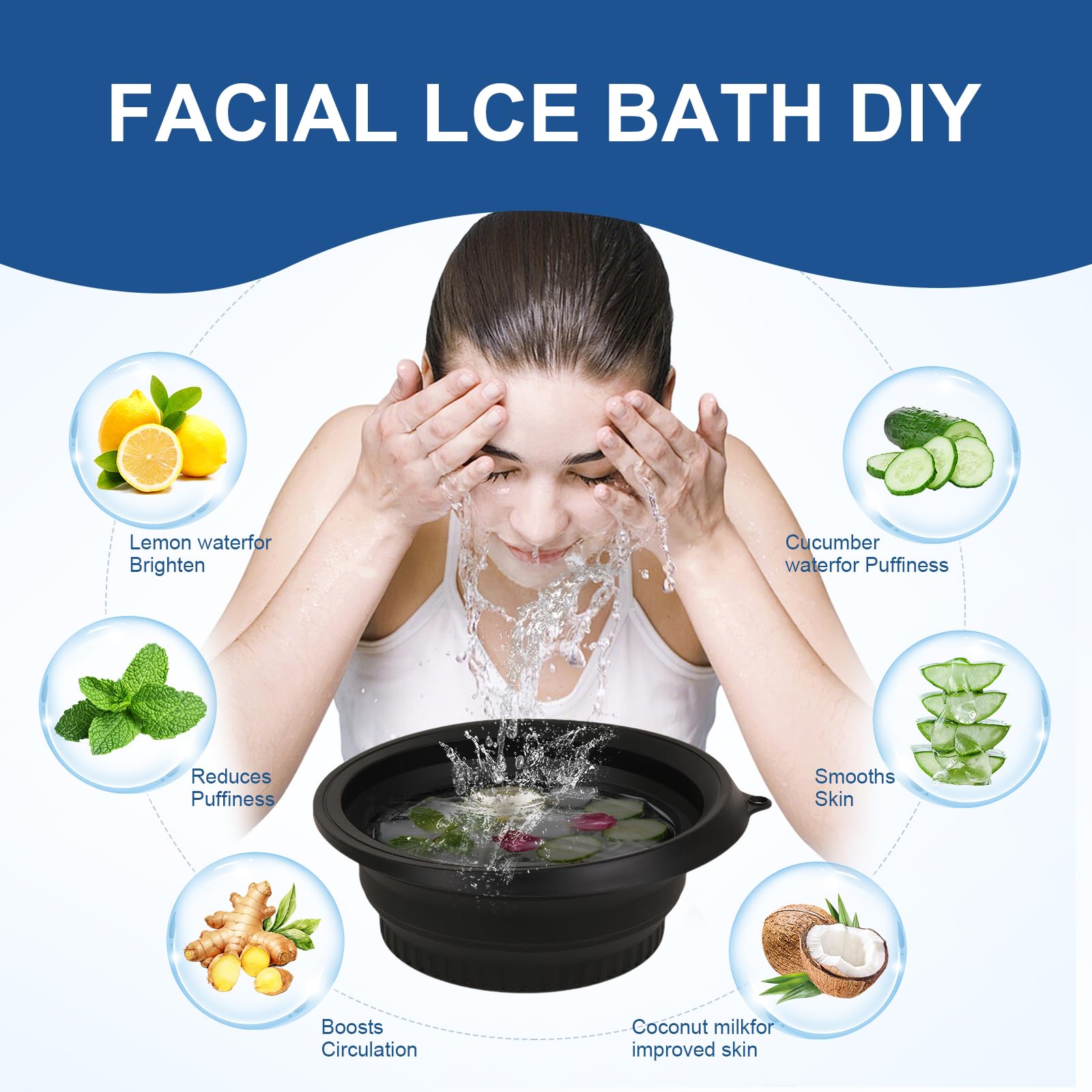 YQCXK Ice Bowl for Face Quick Cooling Foldable Wash Basin,Cosmetic Beauty Tool - Image 2