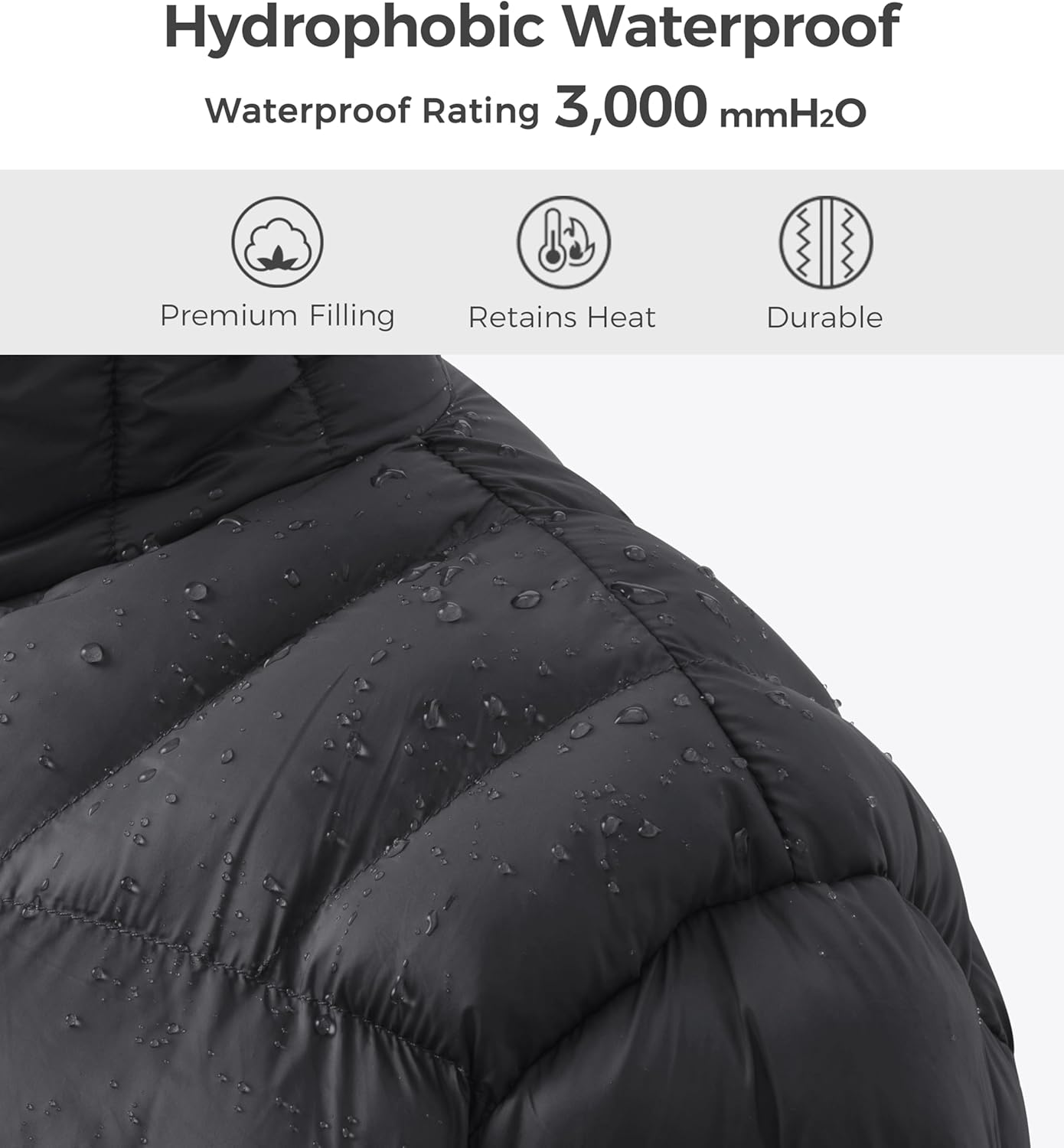 wantdo Men's Warm Puffer Jackets Lightweight Winter Jacket with Hood Waterproof Winter Coat