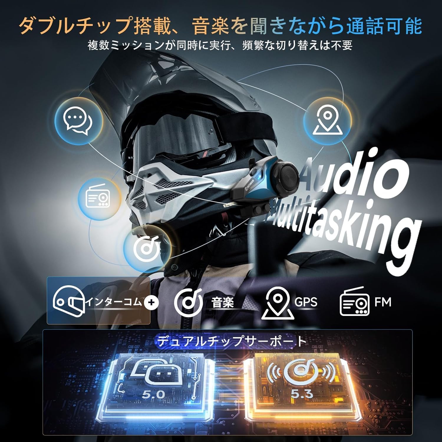 Amazon.co.jp: バイク用インカム, Moman(モーマン) H2E バイク ヘイル