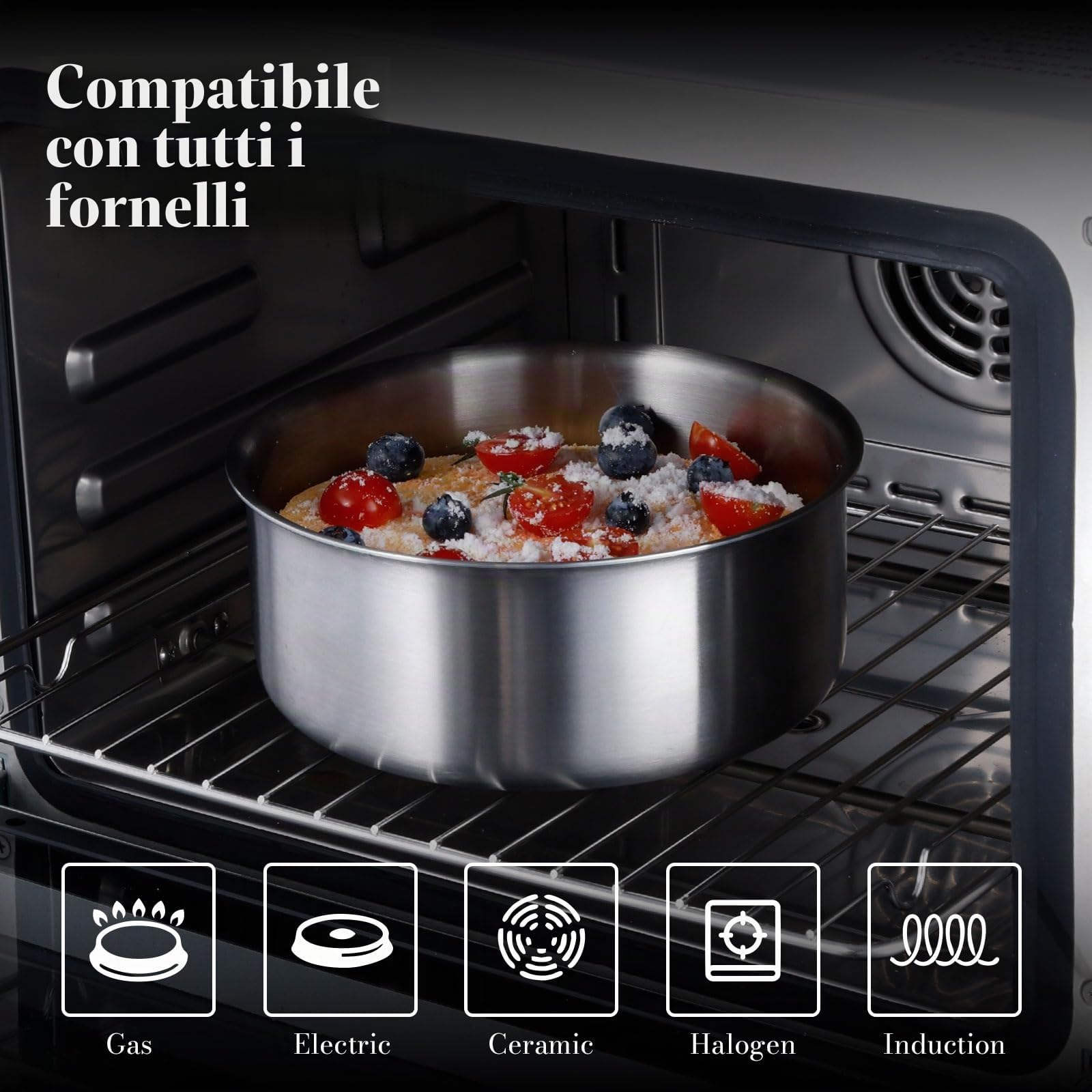 Set di pentole in acciaio inox, 14 pezzi, con manici rimovibili, padella da 24 cm, pentola da 18/20 cm, impilabile, adatto a tutti i tipi di piano cottura (argento)