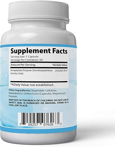 Miniatura 8 de Absonutrix Serrapeptase 250,000 Unidades Serratiopeptidase antioxidante 60 Cápsulas Vegetales Hecho en USA
