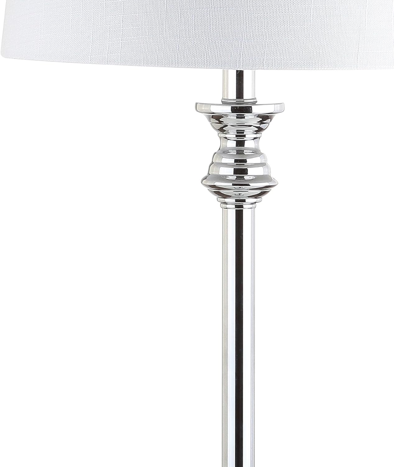 JONATHAN Y 33" Crystal and Chrome LED Table Lamp Set of 2, Contemporary Clear Metal Lamps for Living Room Bedroom, White Linen Drum Shade, LED Bulbs Included, UL Listed JYL2056A-SET2