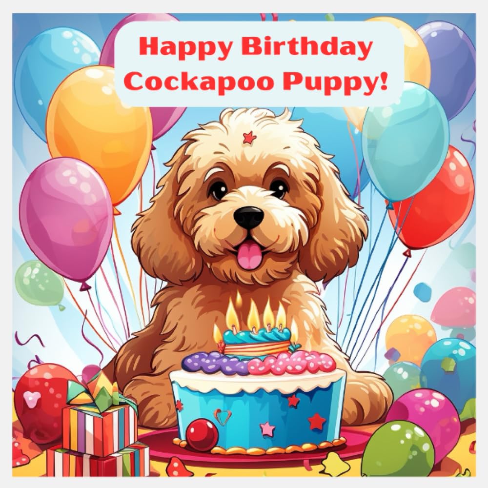 Happy Birthday Cockapoo Puppy coloring book: Adorable illustrations with sweet puppies for Children aged 3-7