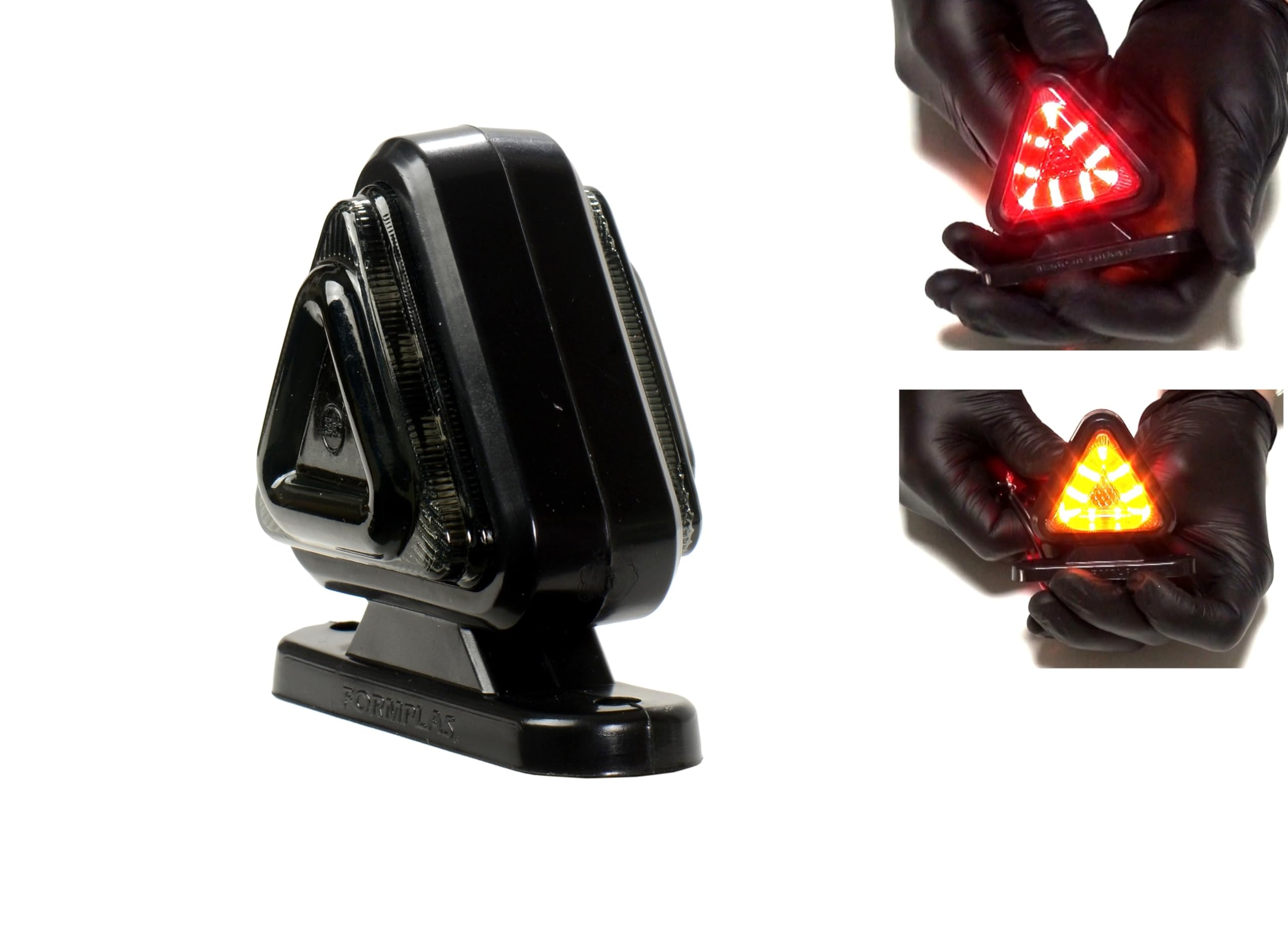 Generico 10 luces de tamaño LED 12 V 24 V naranja rojo lente ahumada faros laterales forma triángulo de goma para remolque, furgoneta, caravana, tractor