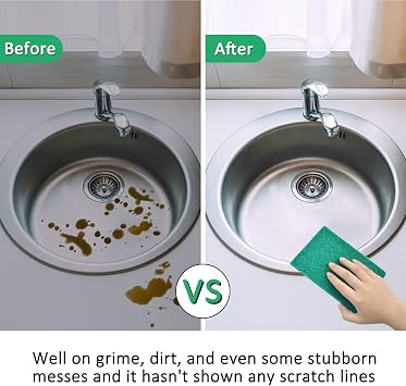 CONLI 100 PCS Scouring Pad Reusable Household Green Scrubbing Pads for Cleaning, Multipurpose 6 x 4 Non Scratch Scrubbing Pads for Kitchen Dishes Pan Metal Grills