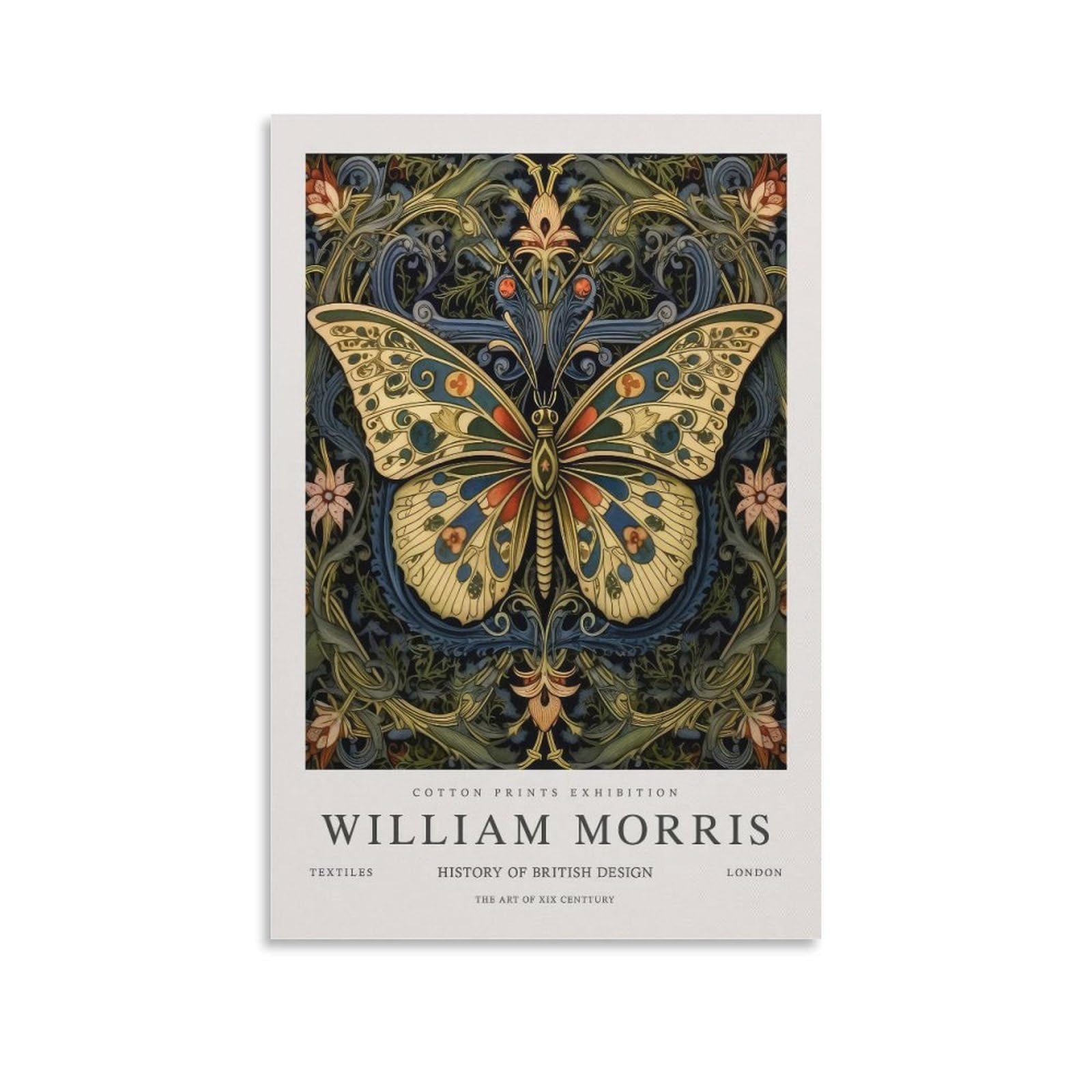 William Morris Vintage Butterfly Floral Wall Art Deer Plant Poster Wall Decor For Bedroom Canvas Painting Bathroom Art Wall Decor 20x30inch(50x75cm)