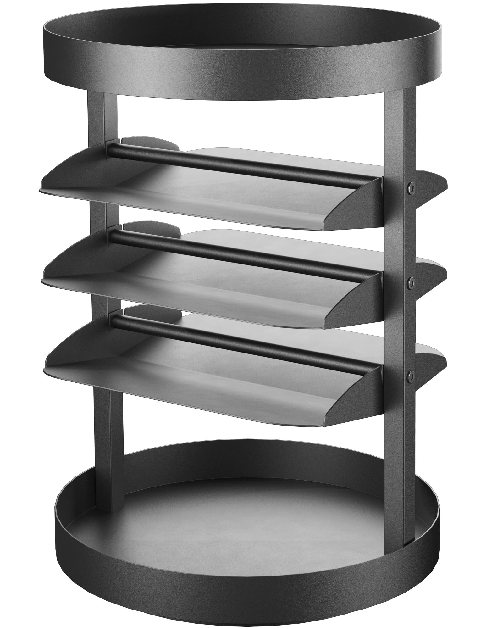 OROPY 10.2" Lazy Susan Spice Organizer with Soundproof Foam, Large 360° Turnable Tiered Seasoning Rack for Countertop, Black