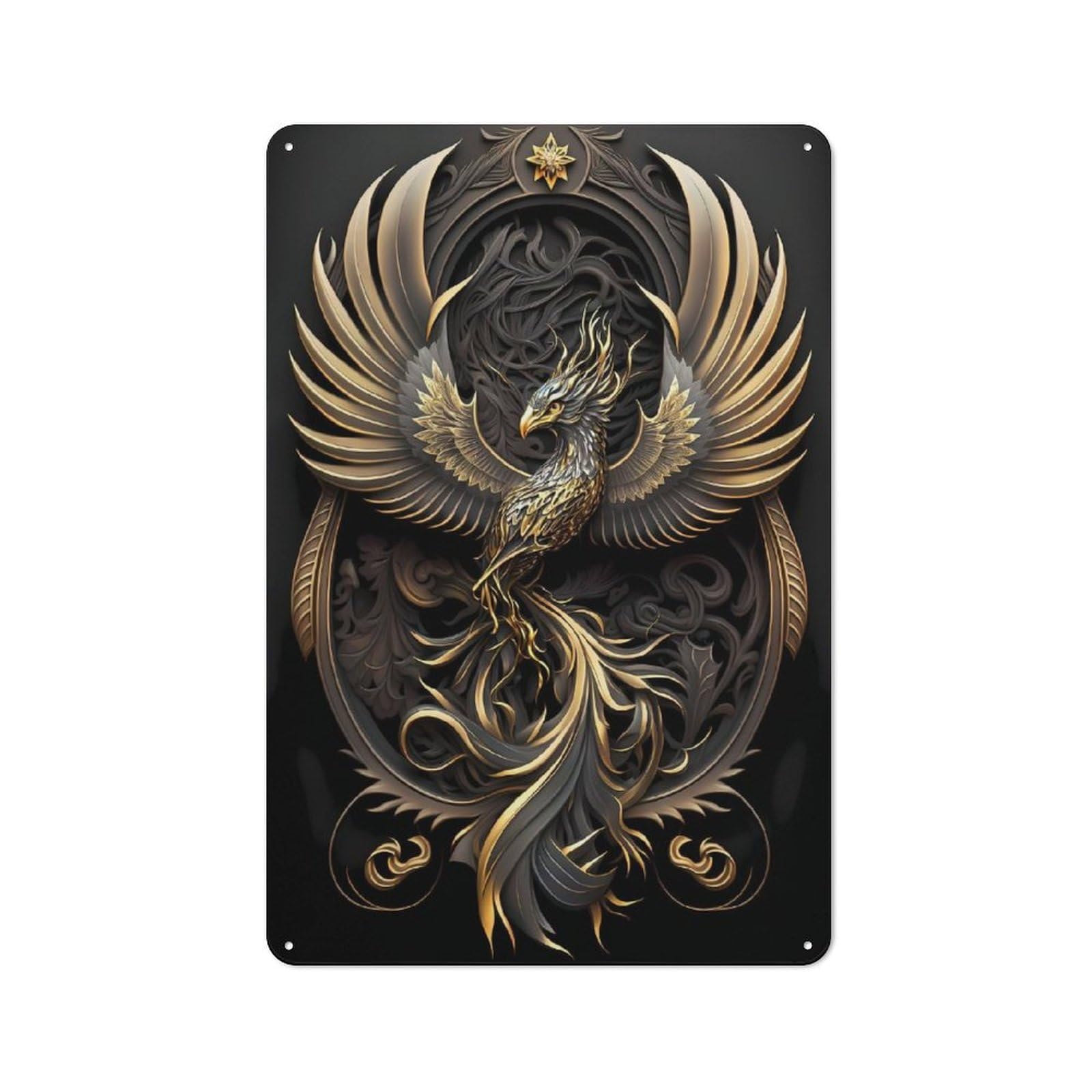 Junmoney Style-8 Apex Golden Phoenix Industrial-Style Tin Sign 30X20cm For Garage Or Workshop, For Garage, Workshop And Man Cave Decoration