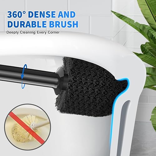 Miniatura 4 de LOVLOY Émbolo y cepillo de inodoro, paquete de 2 cepillos para tazón y émbolo de inodoro resistente con soporte ventilado, combo de cepillo de