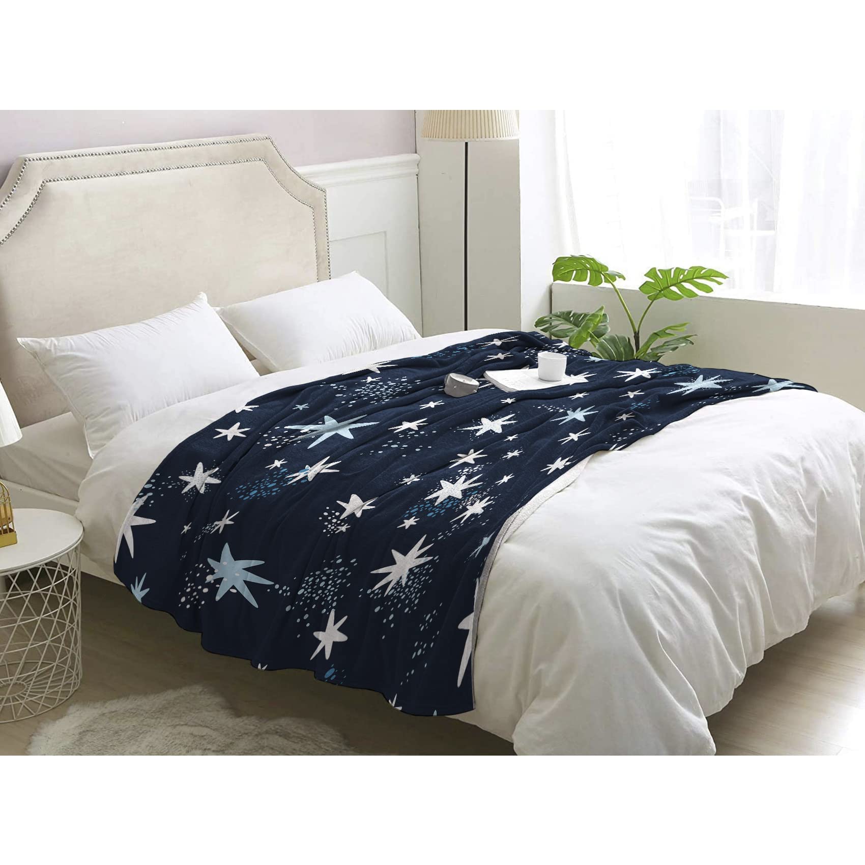 Plaid Couverture Polaire Lune Ciel Étoilé Impression 3D