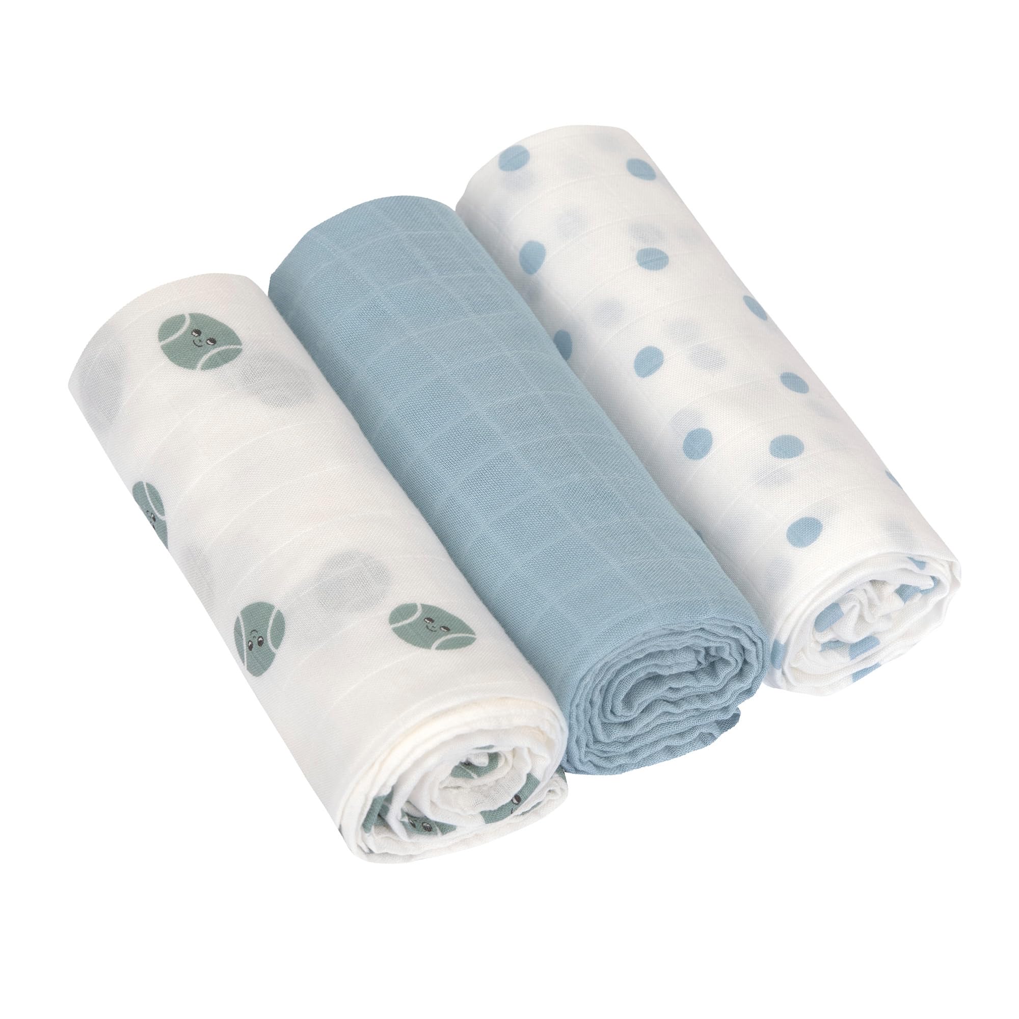 LÄSSIG Baby Mulltuch Spucktuch Puckdecke 3er Set Baumwolle 80 x 80 cm/Heavenly Soft Swaddle L Tiny Team Hellblau