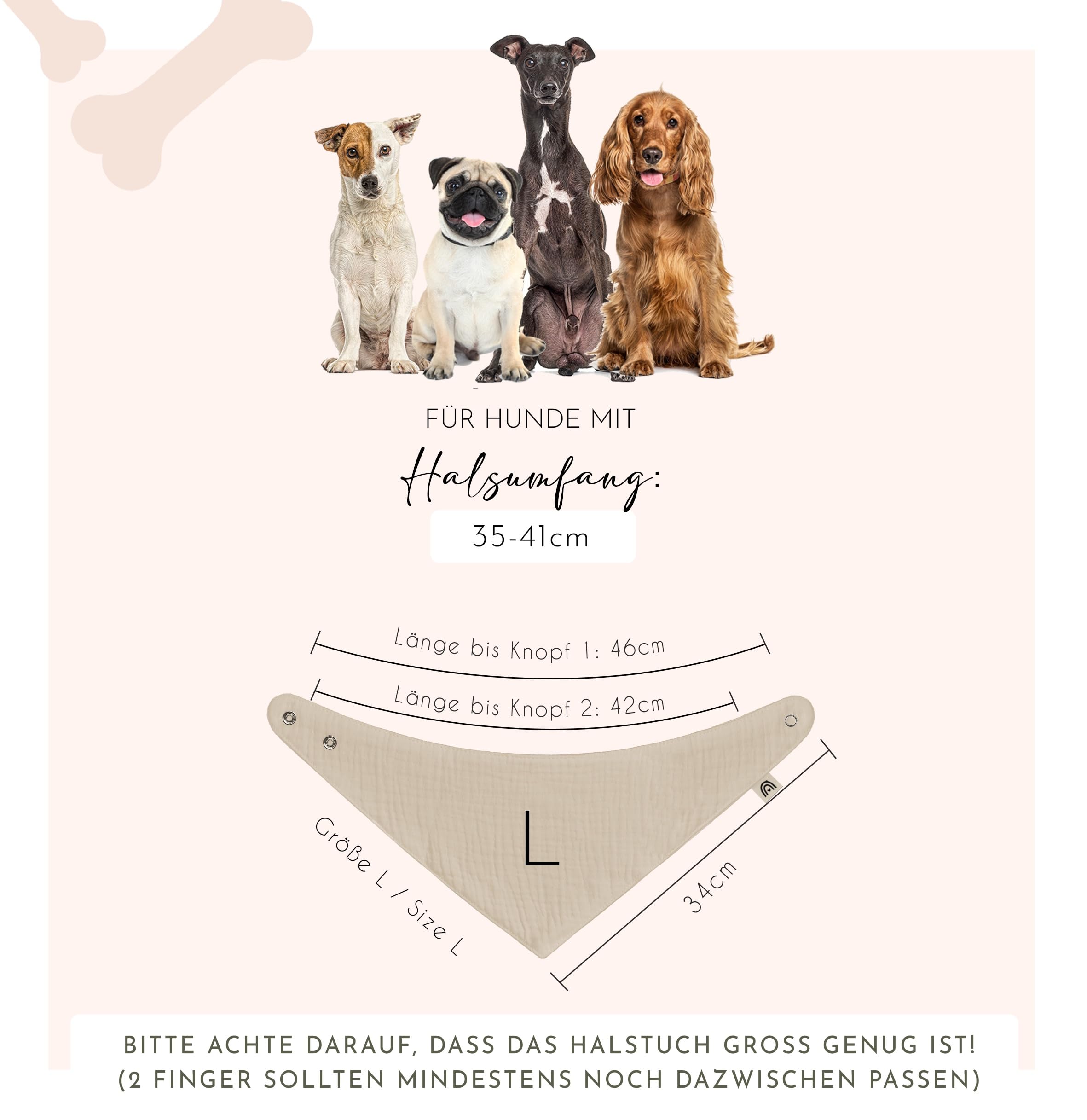 Hunde Halstuch Personalisiert Dreieckstuch aus Musselin Gaze 100% Baumwolle in 4 Grössen erhältlich, mit Namens Personalisierung aus OekoTex zertifiziertem Druckmaterial