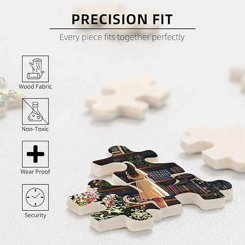 Miniatura 4 de Rompecabezas de biblioteca de 500 piezas, rompecabezas de biblioteca de biblioteca, rompecabezas de estantería de plantas, biblioteca estética retro