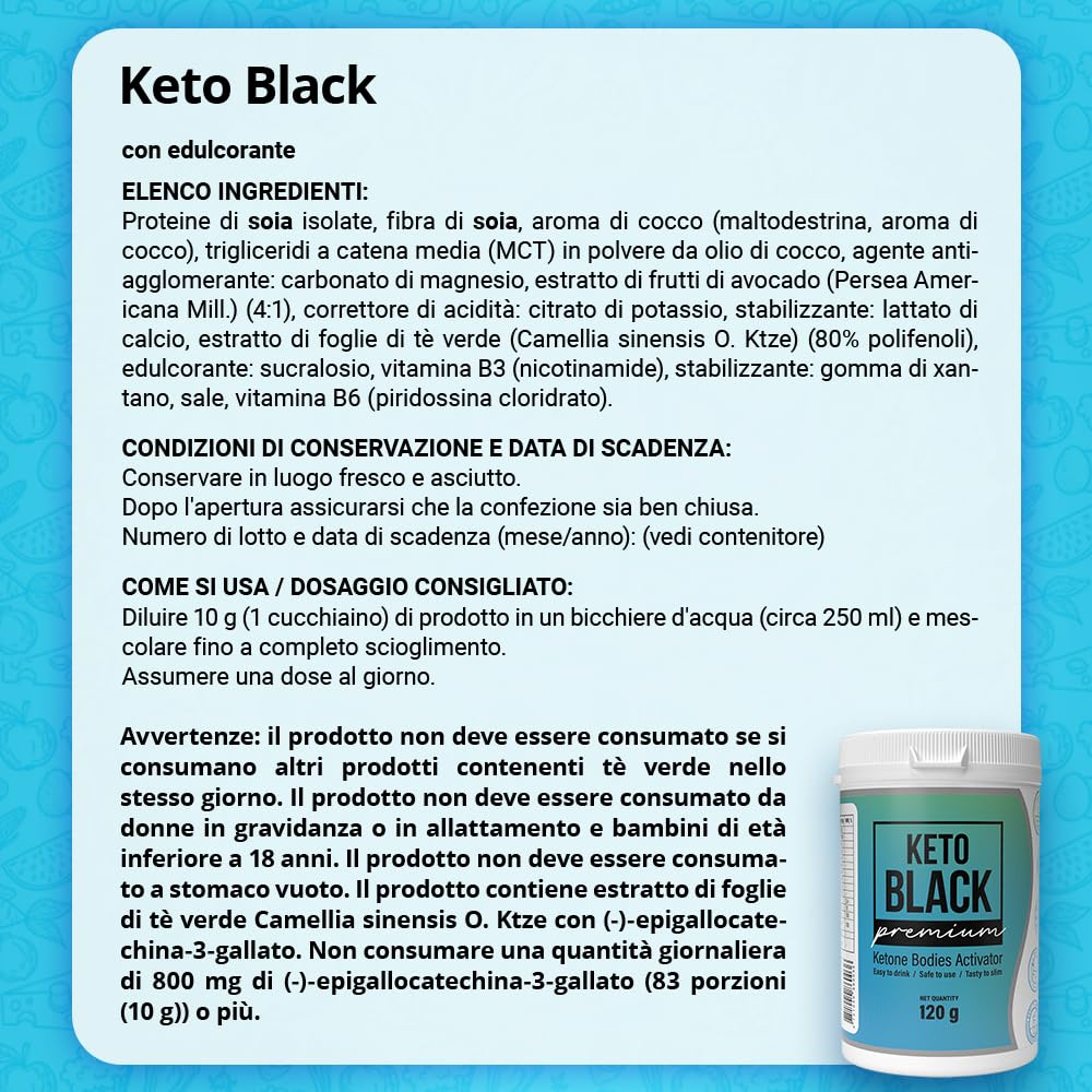 Dimagrante Originale - Prodotti Proteici per Dieta Chetogenica 120 g, Shake Vegan, Gusto cocco, Polvere