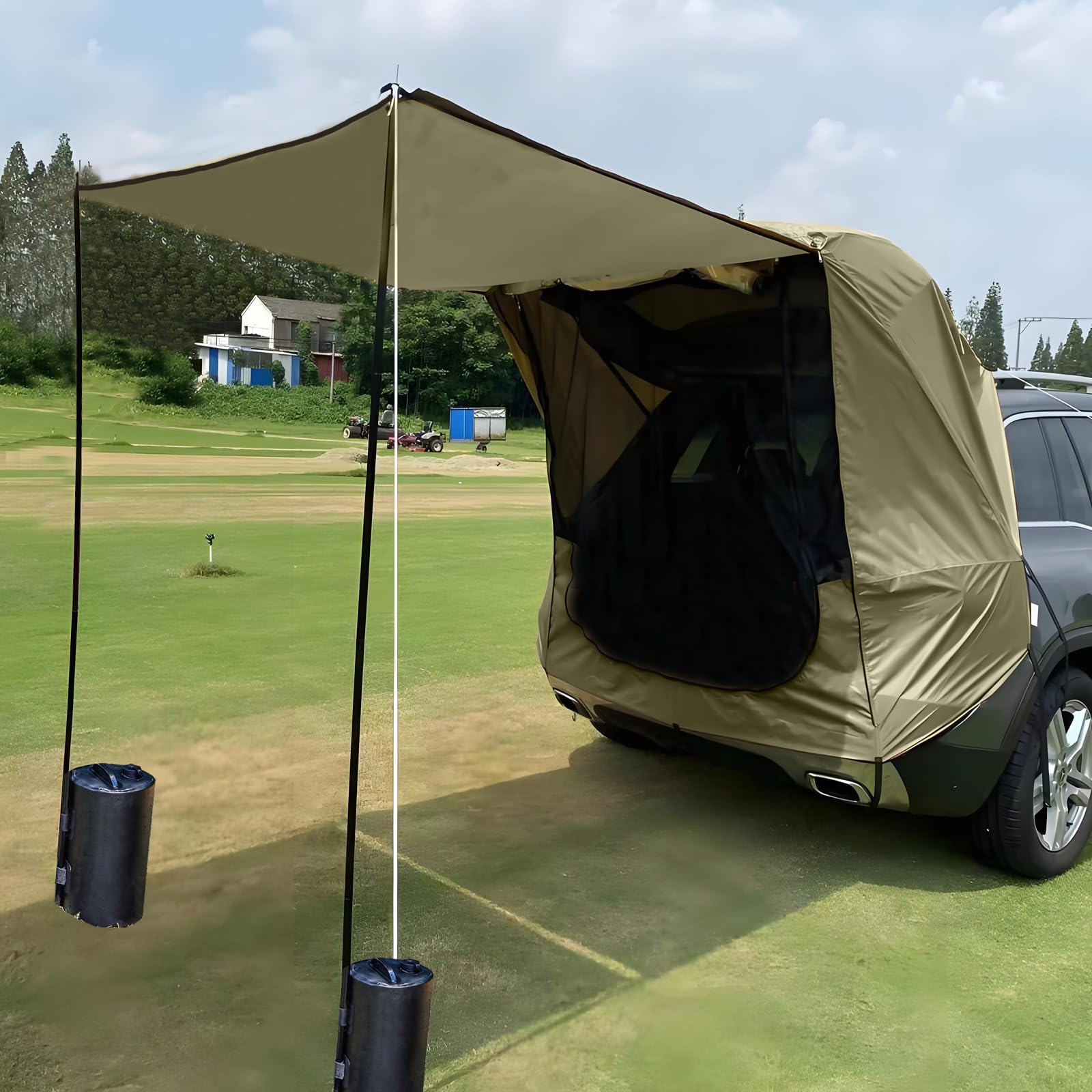 Tienda de campaña Trasera de Coche con mosquitera, protección Solar Impermeable toldos de Coche Tienda de campaña para SUV, toldo de Coche para Camping y Pesca con 2 Bolsas de Agua