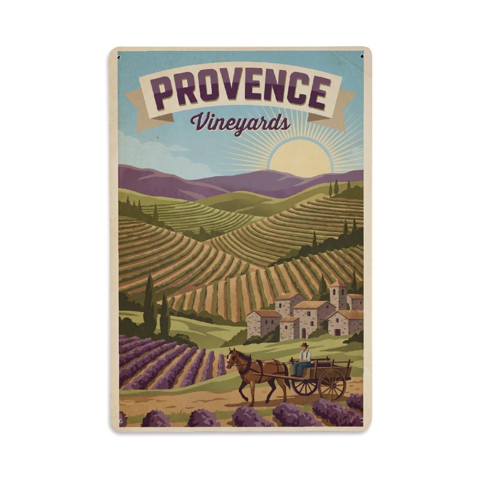Gead 8X12inch Style Vintage Travel Provence Vineyard Country Metal Tin Sign