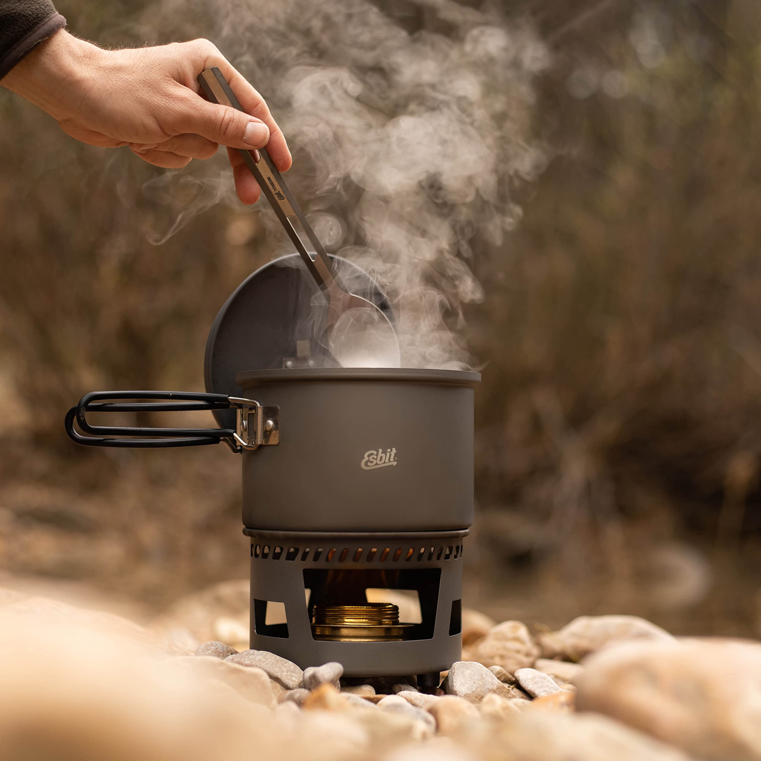 Esbit Cucchiaio lungo | titanio | senza BPA | peso ultraleggero | campeggio, zaino in spalla, sport | cucina all'aperto | extra lungo