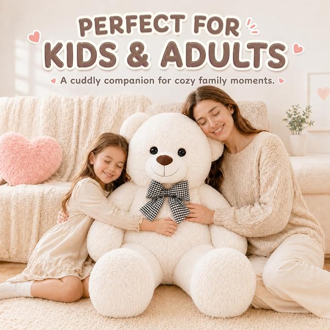 Oso de Peluche Gigante de 47 Pulgadas, Peluche Blanco Suave, Regalo miniatura 7