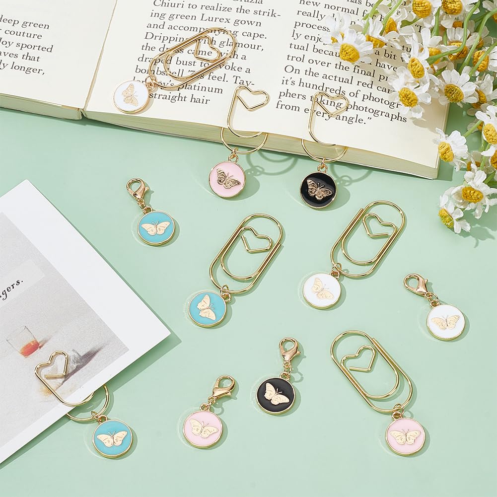 PLIGREAT 8 Pcs Alloy Paperclips with 8 Pcs Butterfly Charm Creative Decorative Paper Clips Cute Pendant Bookmarks Mixed Paper Clamps for Document Organizing Scrapbooks Office School Supplies - Image 4