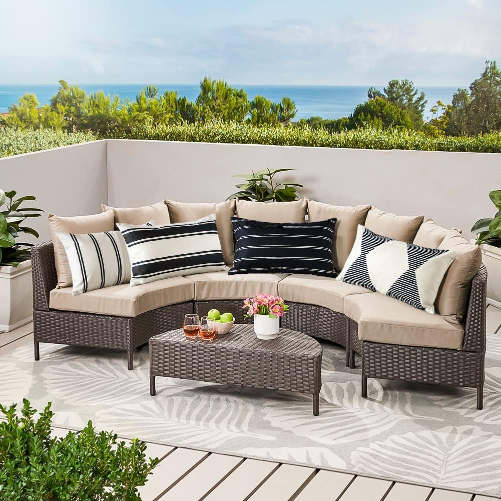 OTOSTAR Outdoor Decorative Pillow Covers Waterproof Garden Throw Pillow Covers 12x20 Inch Cushion Case Geometry Throw Pillowcases Pillows Shell for Patio Furniture Couch Tent Balcony Pack of 4 (Black) - Image 3