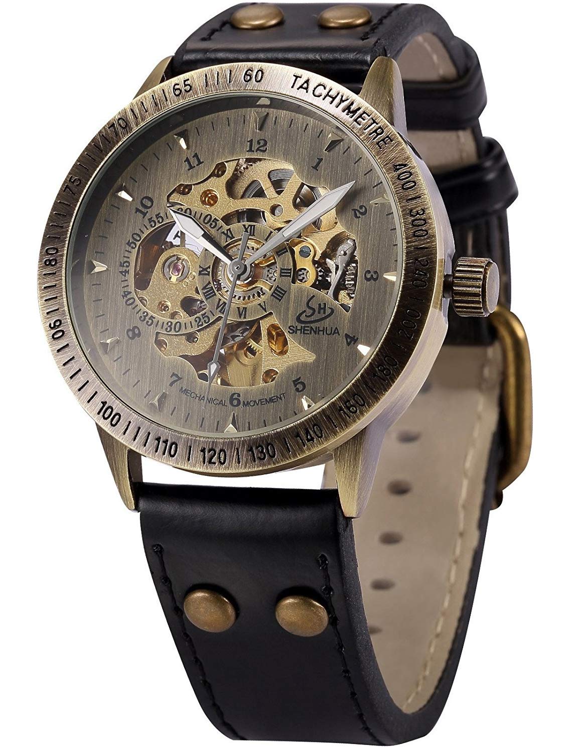 Carrie Hughes Readeel M944W Men's Black Leather Strap Wrist Watch, Strap