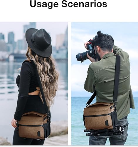 Miniatura 9 de BAGSMART Bolsa pequeña para cámara para fotógrafos, bolsas de hombro compactas para cámaras DSLR/SLR/SLR/sin espejo, funda cruzada impermeable para
