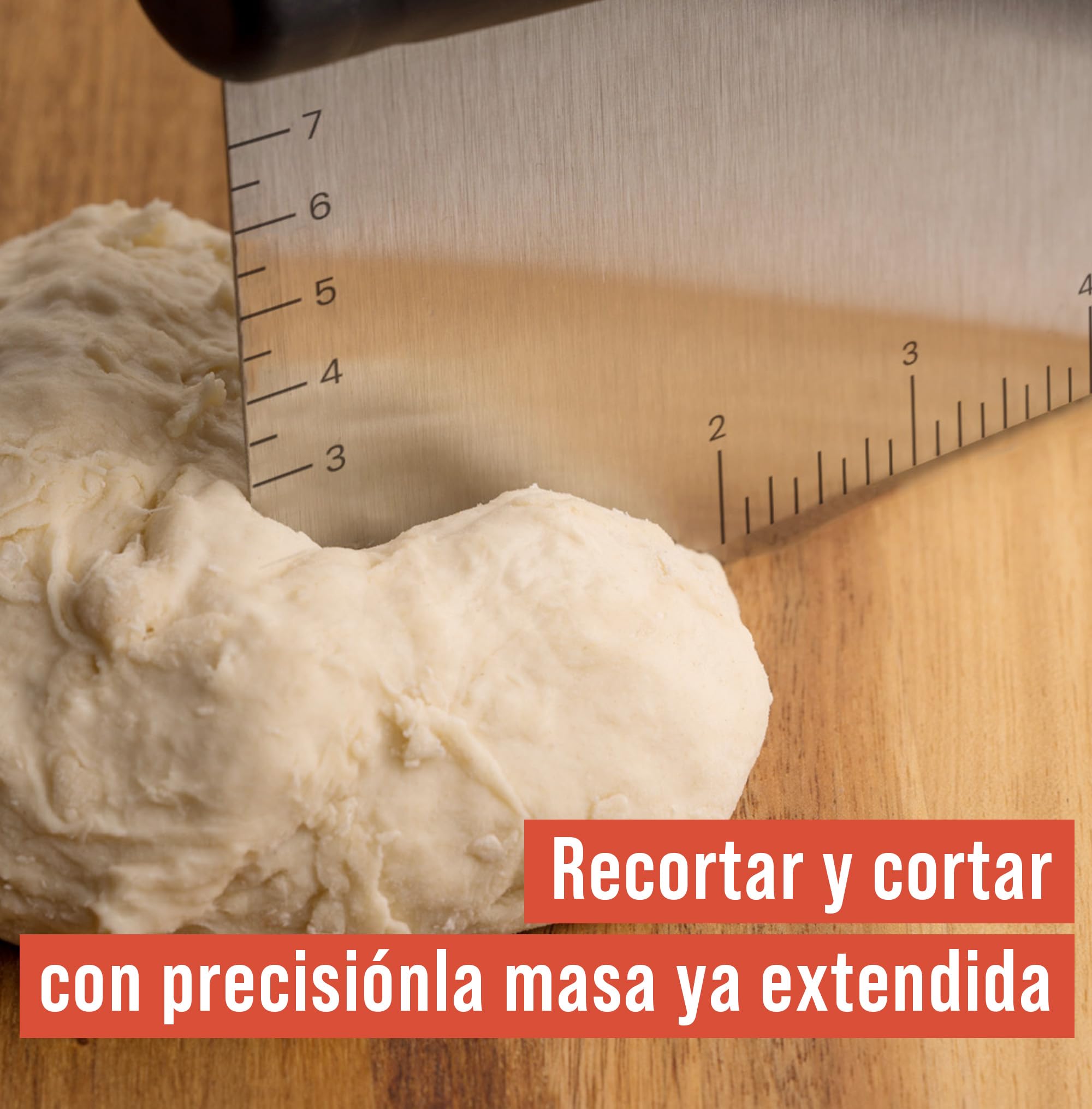 Chef Pomodoro Rascador de Masa para Pizza – Herramienta de Cocina de Acero Inoxidable, Cortador de Masa, Espátula de Masa de Pizza, Rascador de Acero Inoxidable (15 cm)