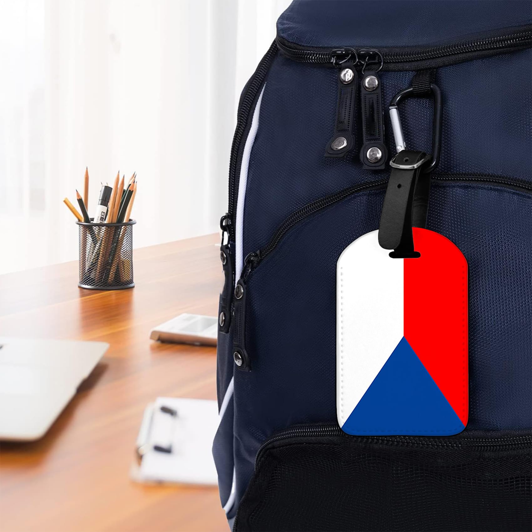 Etiqueta de equipaje personalizada de la República Checa, etiqueta de equipaje de cuero personalizada para maletas, protección de privacidad, etiquetas de viaje, etiquetas de identificación para